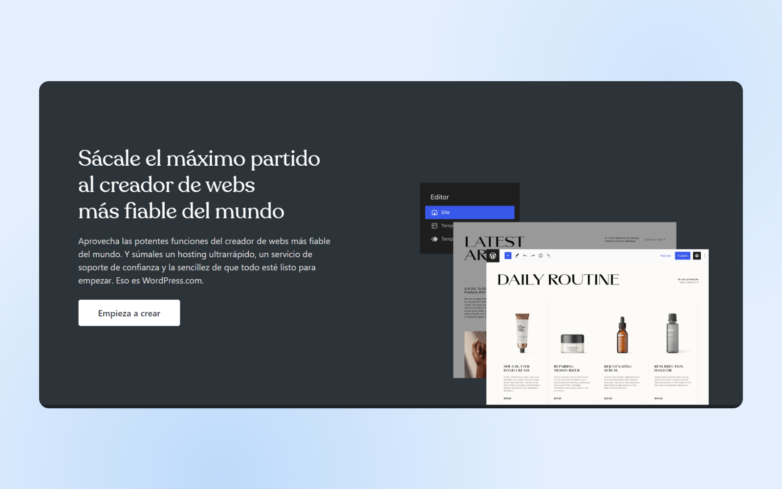 Creadores de sitio disponibles en WordPress